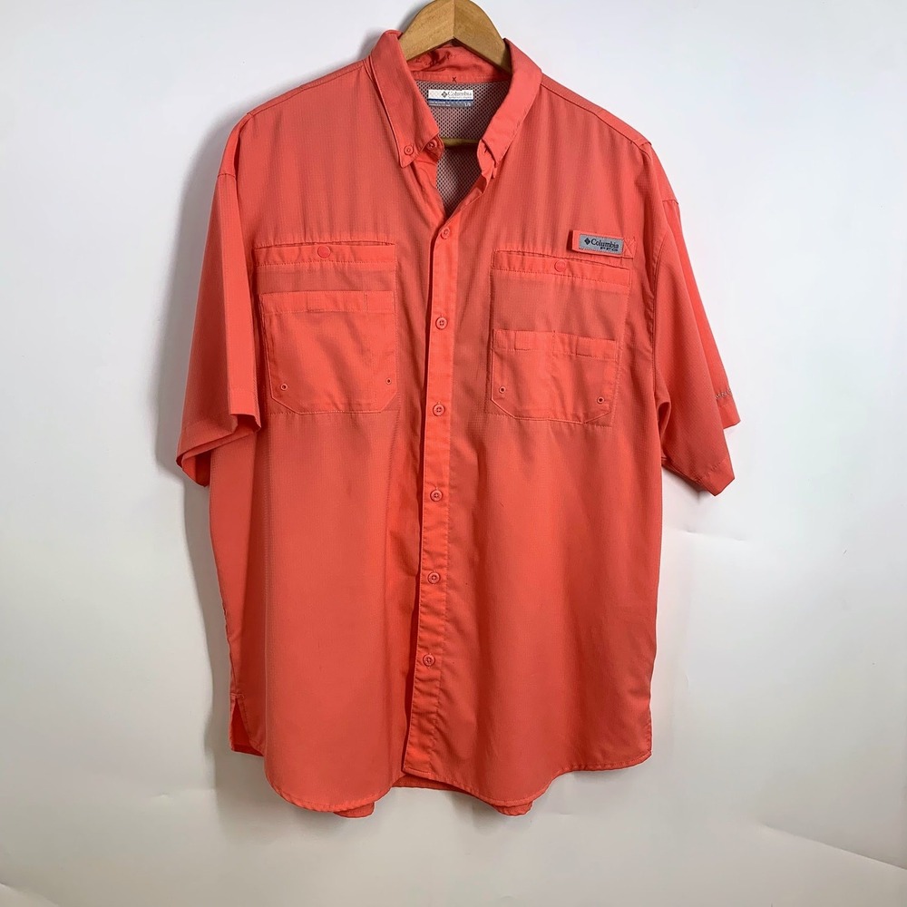 Columbia PFG Coral Short Sleeve Button Up Fishing Shirt Men's Large